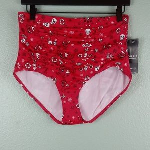 NWT Red Skull High Waist Swim Bottom Only